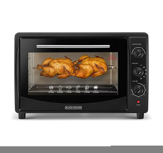 Black+Decker 45L Double Glass Multifunction Toaster Oven with Rotisserie, Black, TRO45RDGB5
