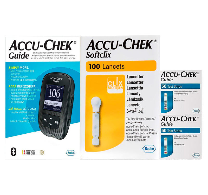 Accu-Chek Guide Blood Glucose Meter + Strip 50s x 2pcs + Lancets 100s