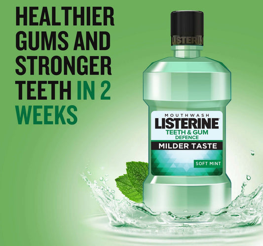 Listerine Mouthwash Teeth & Gum Defence Milder Taste Soft Mint 250 ml