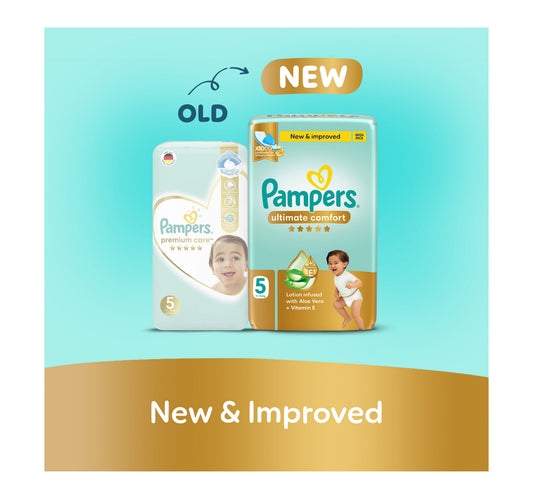Pampers Ultimate Comfort Taped Diapers, Size 5, 11-16kg, Giant Pack, 56 pcs
