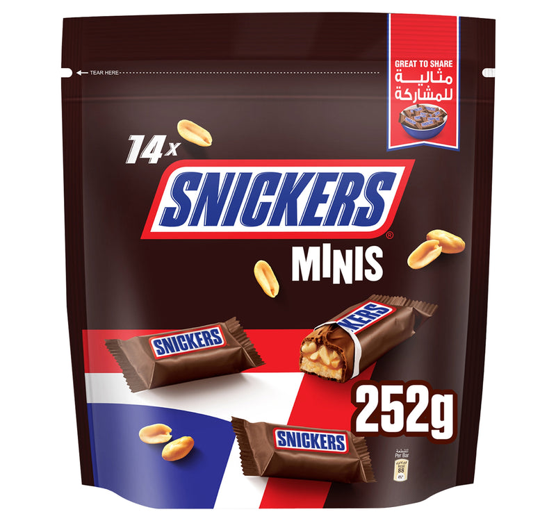 Snickers Minis Chocolate Pouch 14 pcs 252 g Lulu Hypermarket