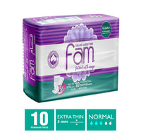 Fam Natural Cotton Feel Maxi Thick Folded with Wings Normal Sanitary 10pcs