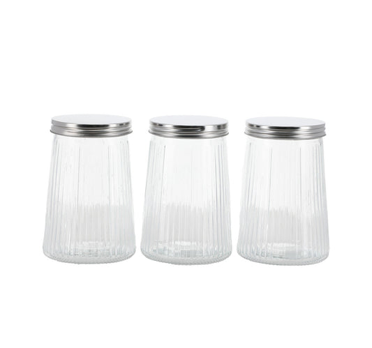 Crystal Drops Glass Storage Jar, 950 ml, 3 pcs, 83017