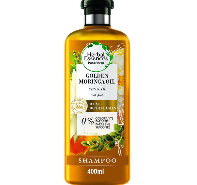 Herbal Essences Bio: شامبو رينيو سموث بزيت المورينجا الذهبي 400 مل