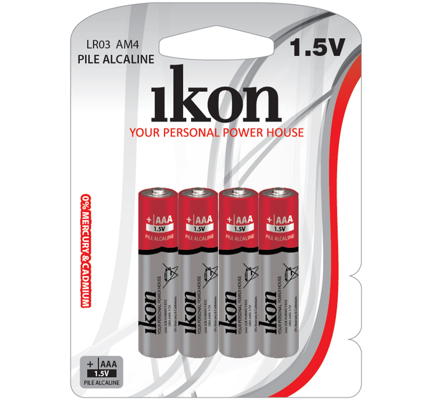 Ikon Alkaline AAA Battery IKLR03BP4, Pack of 4Pc
