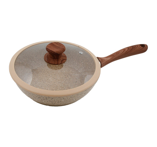 Chefline Forged Marble Coating Aluminium Deep Fry Pan, 24 cm