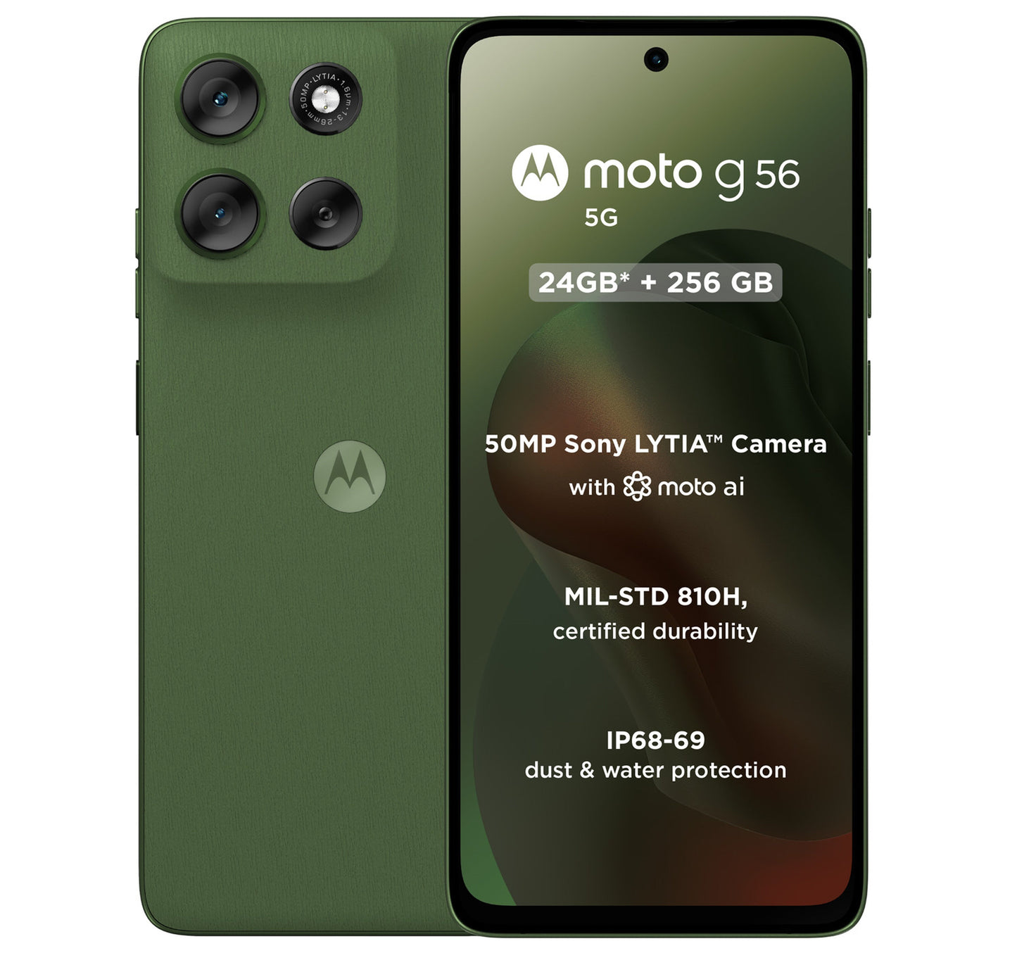 Motorola G56 5G Smartphone, 12 GB RAM, 256 GB Storage, Dill Green Lulu Hypermarket