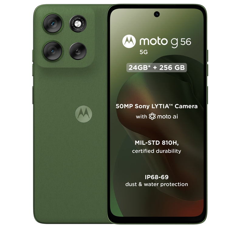 Motorola G56 5G Smartphone, 12 GB RAM, 256 GB Storage, Dill Green Lulu Hypermarket