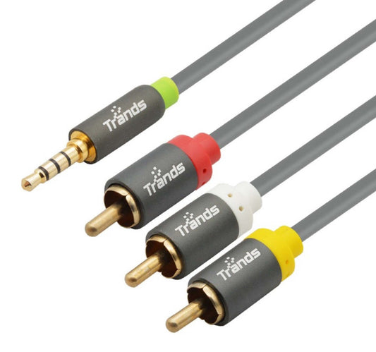 Trands 3.5mm to 3 RCA Audio Video Cable 1 Meter CA4418