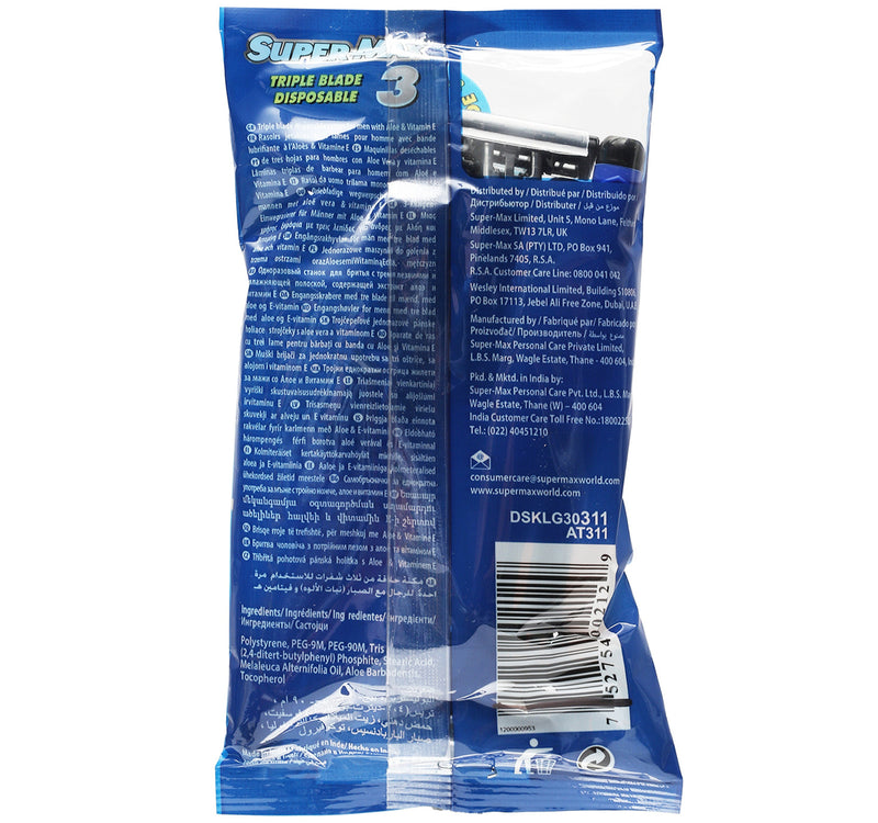 Super Max Disposable Razor Triple Blade Value Pack 2 x 5 pcs