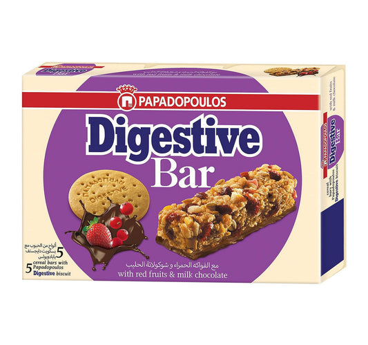 Papadopoulos Digestive Bar With Red Fruit & Milk Chocolate 5 x 28 g