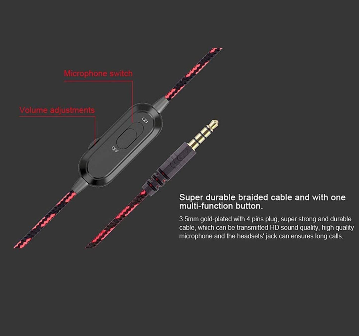 Trands Gaming Headset with 3.5mm Connector and Audio Y Splitter Cable HS5458
