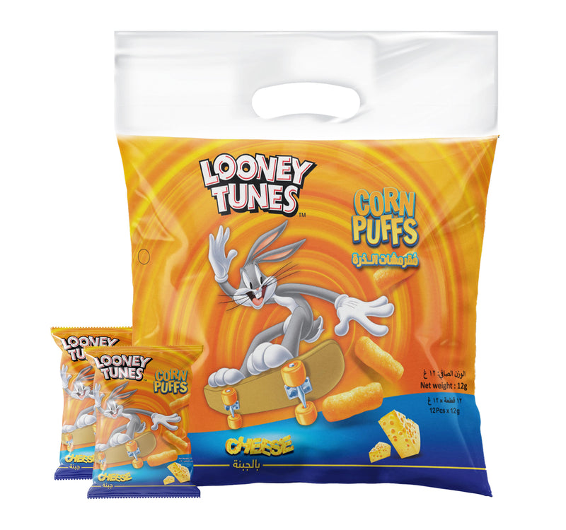 Looney Tunes Cheese Corn Puffs 12 x 12 g Lulu Hypermarket