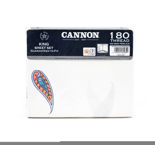 Cannon Printed King Size Bedsheet Set, 3 pcs, 180 Thread Count