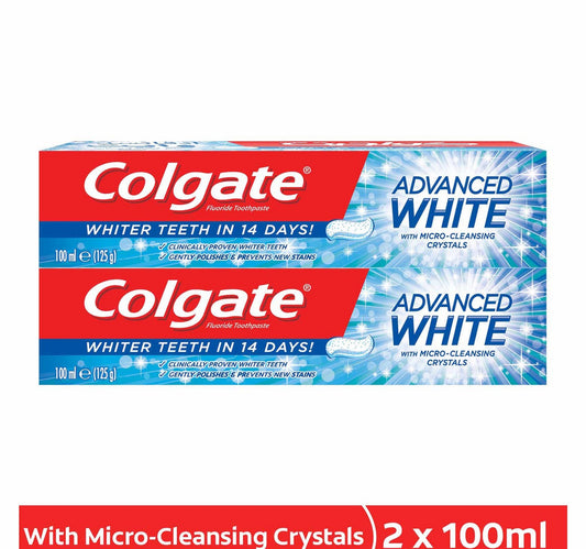 Colgate Advanced White With Micro-Cleansing Crystal Toothpaste Value Pack 2 x 100 ml