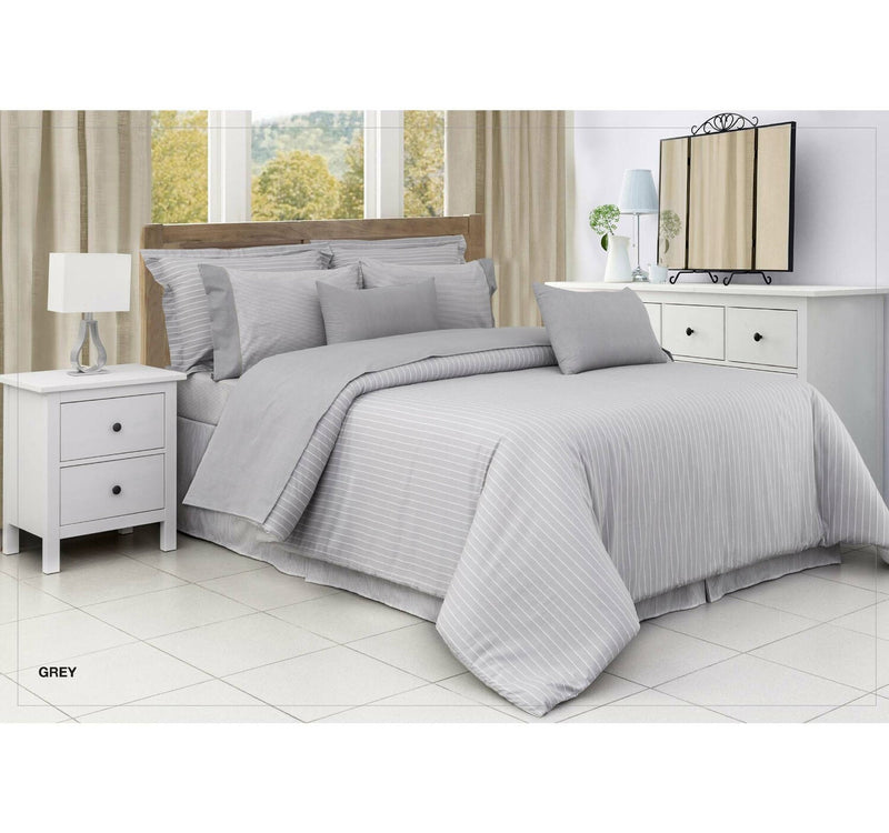 Cannon Solid Striped Collection 100% Cotton Bedsheet 168x244cm 144 Thread Count Grey