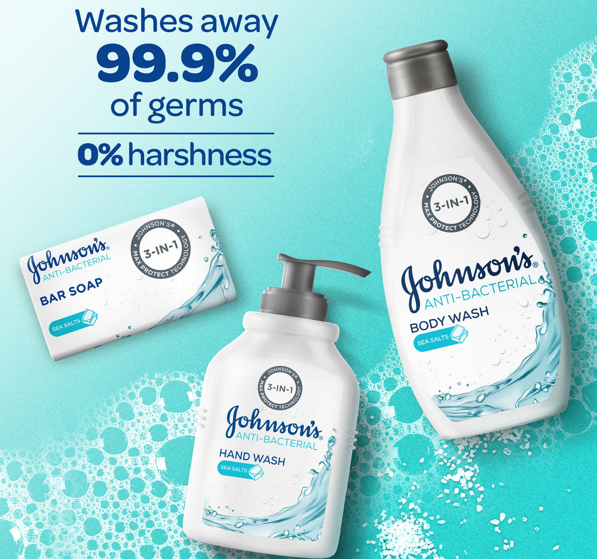Johnson's Body Wash Anti-Bacterial Sea Salts 250 ml