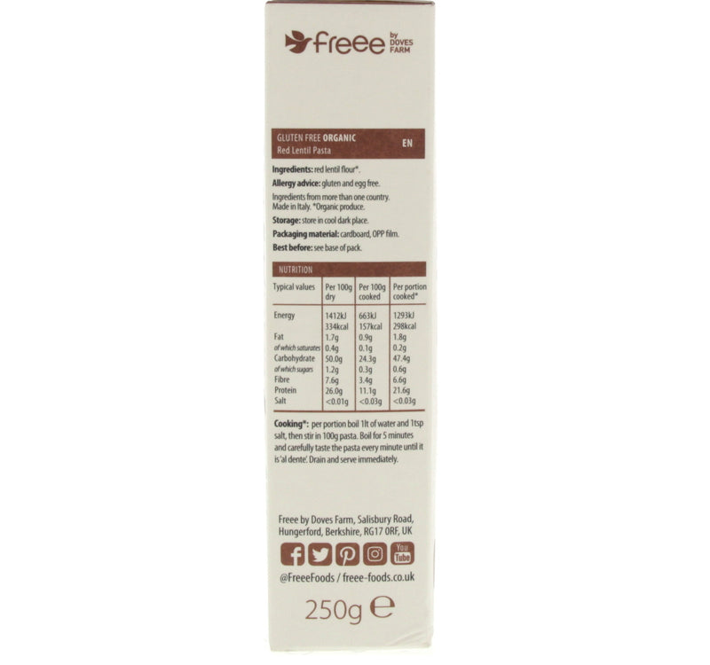 Doves Farm Freee Organic Red Lentil Penne Pasta 250 g