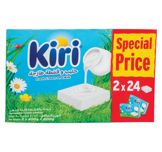 Kiri Spreadable Cream Cheese Squares 2 x 24 Portions 800 g Lulu Hypermarket