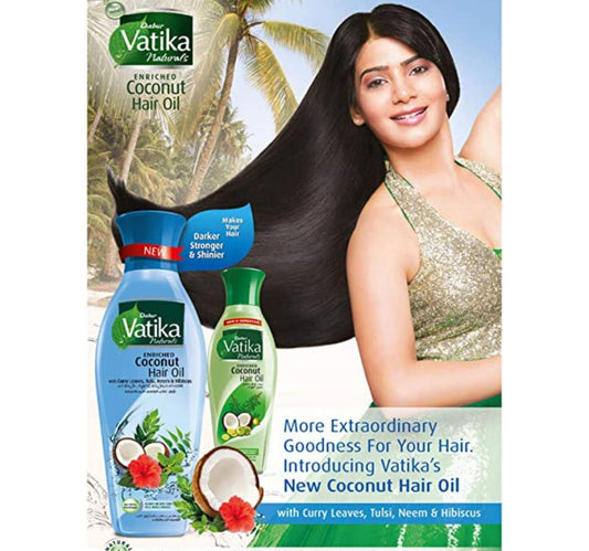 Vatika Naturals Enriched Coconut Hair Oil With Curry Leaves Tulsi Neem & Hibiscus For Thick & Dark Hair 400 ml