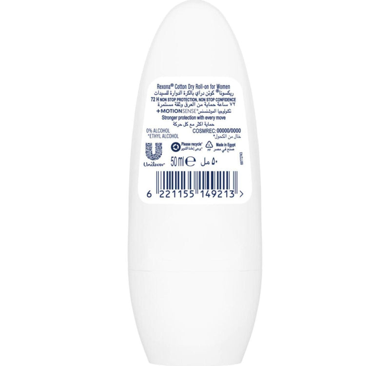 Rexona Women Anti-Perspirant Deodorant Roll On Cotton Dry 50 ml