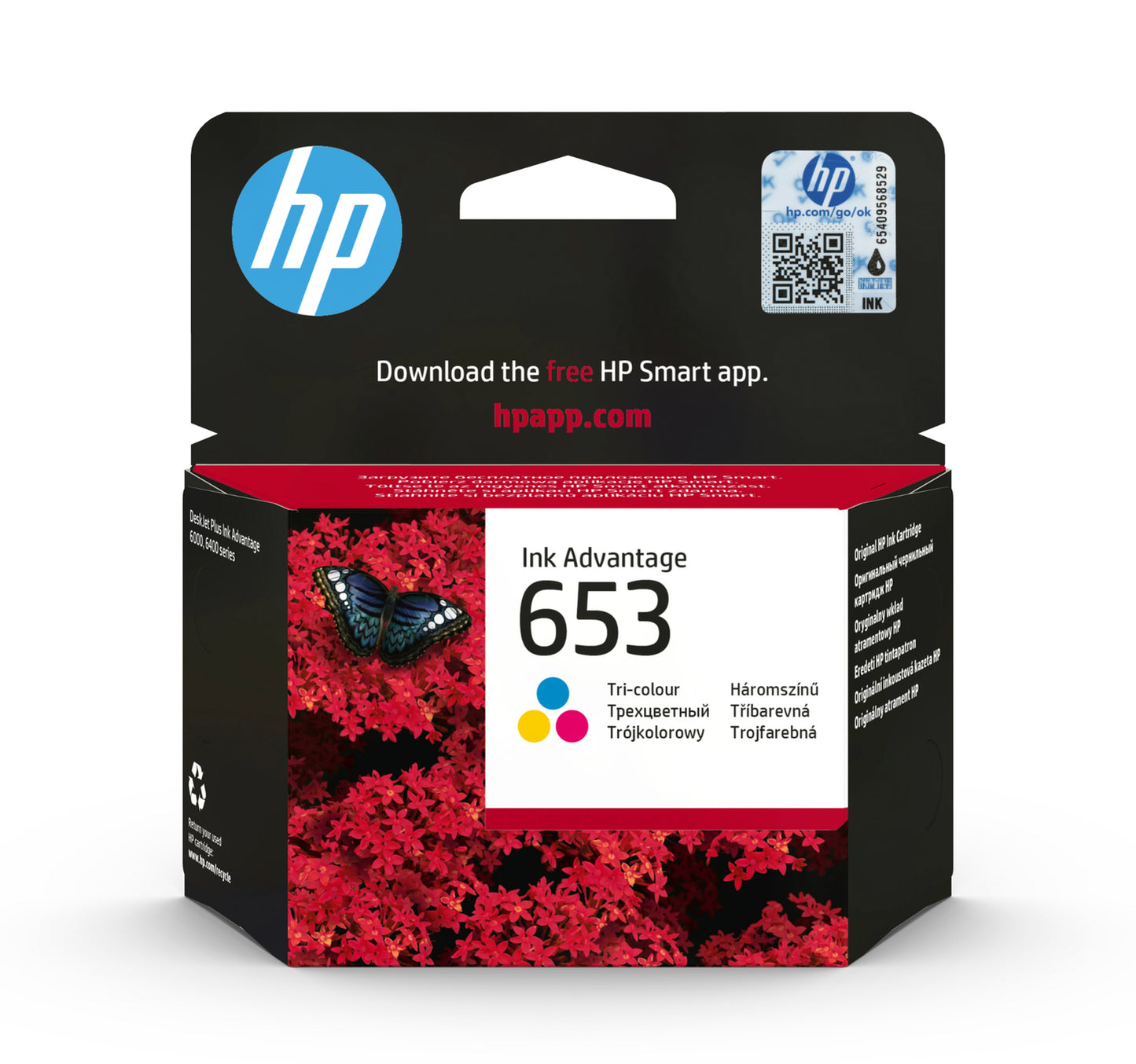 HP 653 Original Ink Cartridge, Tri-color, 3YM74AE