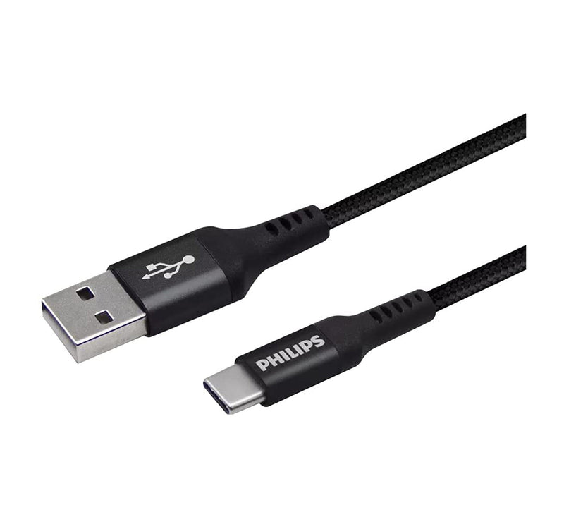 Philips USB-A to USB-C Braided Cable 2M DLC5206A/00 (Black) Lulu Hypermarket