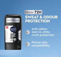 Nivea Men Black & White Invisible Antiperspirant Deodorant Stick Original 72H Active Protection 50 ml