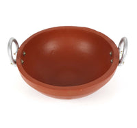 Chefline Earthenware Clay Kadai With Aluminium Handle - 10 IND