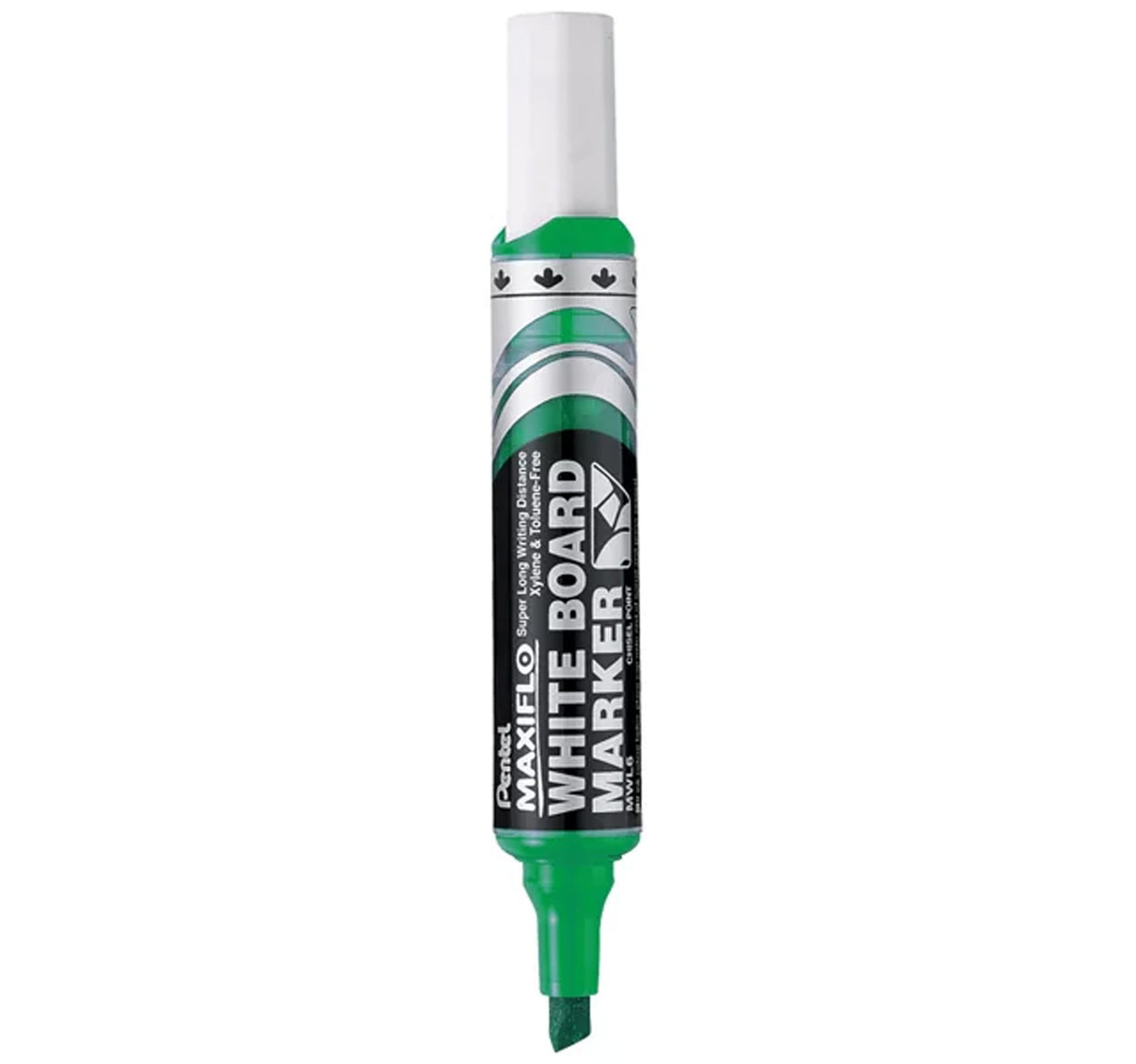 Pentel Maxiflo Medium Chisel Tip Liquid Ink Dry Wipe Marker, 8 Pcs, MWL608