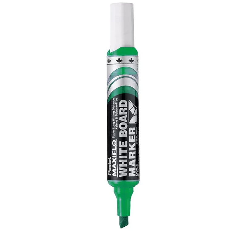 Pentel Maxiflo Medium Chisel Tip Liquid Ink Dry Wipe Marker, 8 Pcs, MWL608