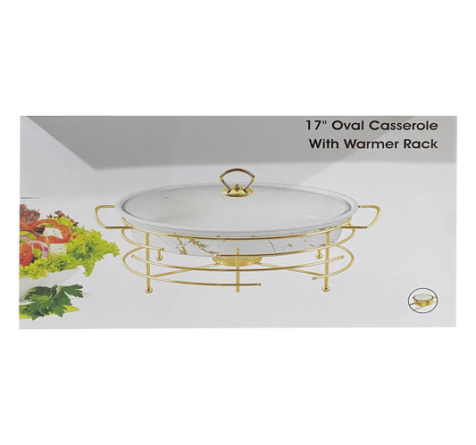 Chefline Oval Casserole with Warmer Rack, 17 inches, 2067