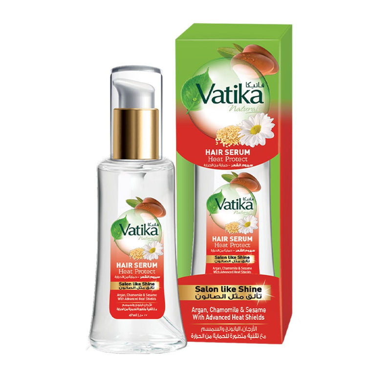 Vatika Naturals Heat Protect Hair Serum Argan Chamomile & Sesame With Advanced Heat Shields 47 ml