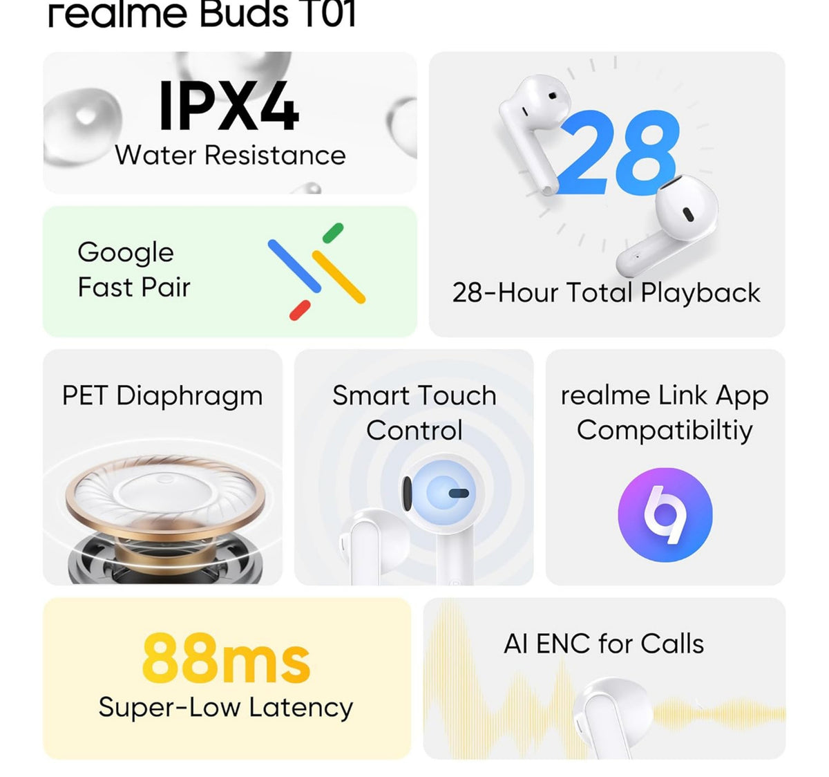 Realme Earbuds T01 White