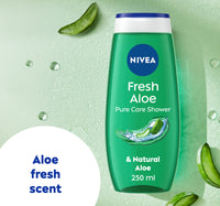 Nivea Fresh Aloe Shower Gel Refreshing Body Wash with Natural Aloe Vera & Moisturising Formula 250 ml