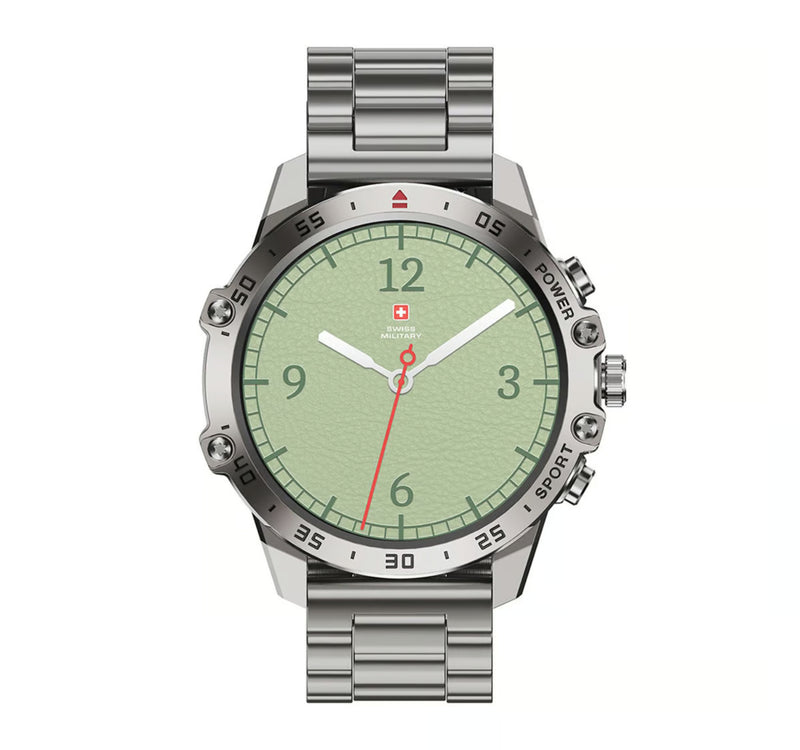 Swiss Military DOM 5 Smart Watch, 1.43 Inches Amoled Display With Metal Strap, Silver