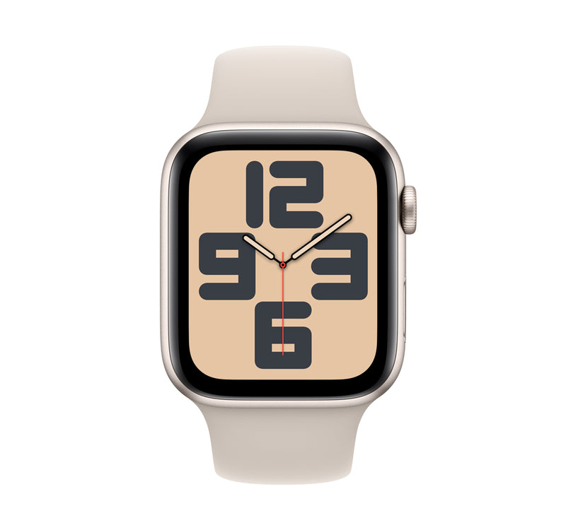 Apple Watch SE GPS Smartwatch, 44 mm Starlight Aluminium Case with Starlight Sport Band, S/M, MRE43