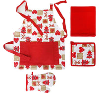 Homewell "Merry Christmas" Kitchen Set- Apron, Glove, Pot Holder, Kitchen Towel Assorted