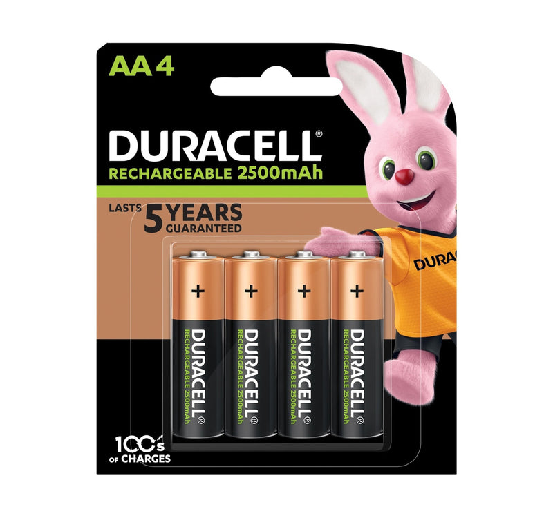 Duracell Rechargeable AA 2500mAh batteries, pack of 4