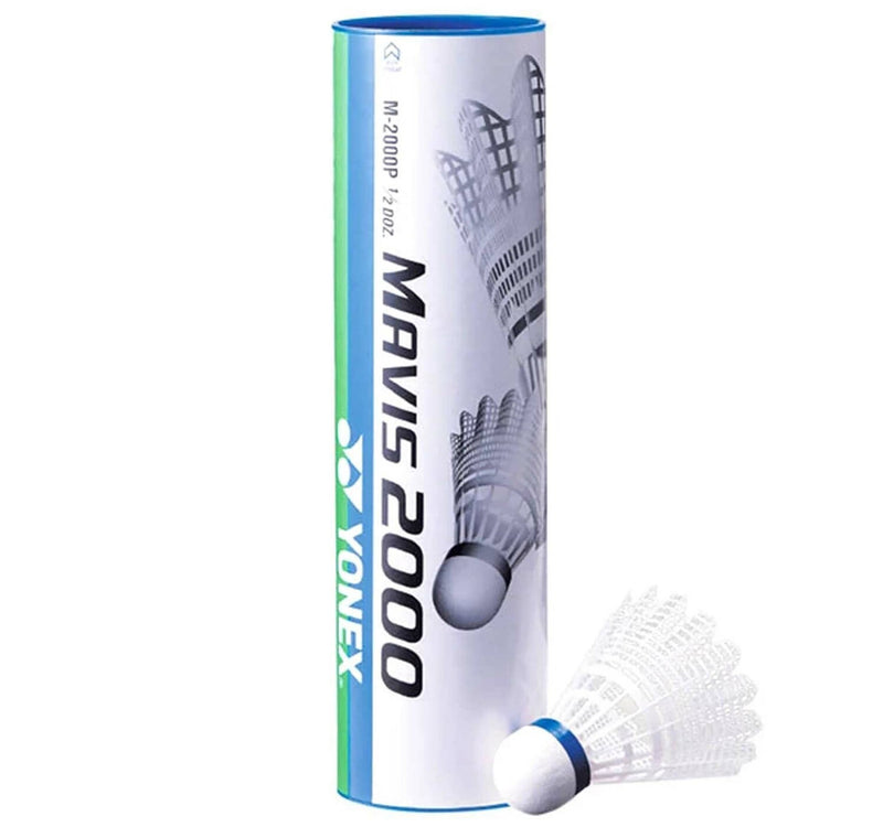 Yonex Badminton Shuttlecock 6pc Pack Mavis 2000 White Middle Speed - Blue Cap