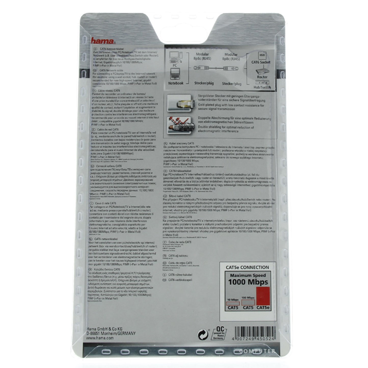 Hama Cat 6 Patch Cable 45052 1.5Mtr