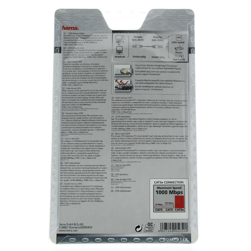 Hama Cat 6 Patch Cable 45052 1.5Mtr