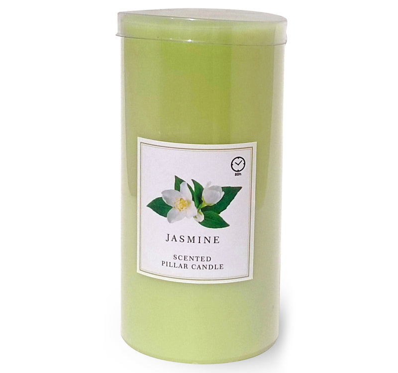Maple Leaf Scented Pillar Candle 7.5x10cm Green Jasmine