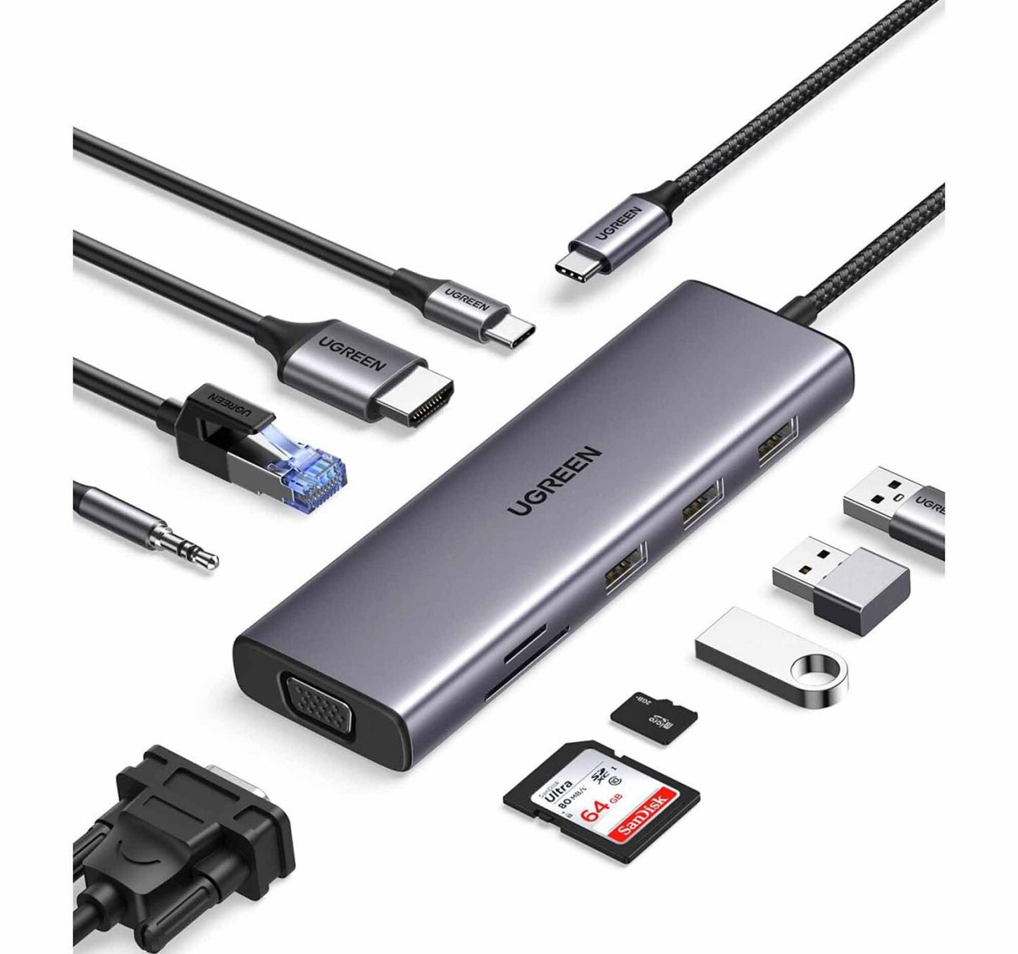 موزع يوجرين USB-C 10 في 1 CM498-15601