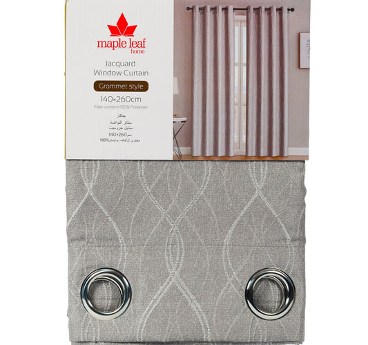 Maple Leaf Home Jacquard Window Curtain 140 x 260cm Silver