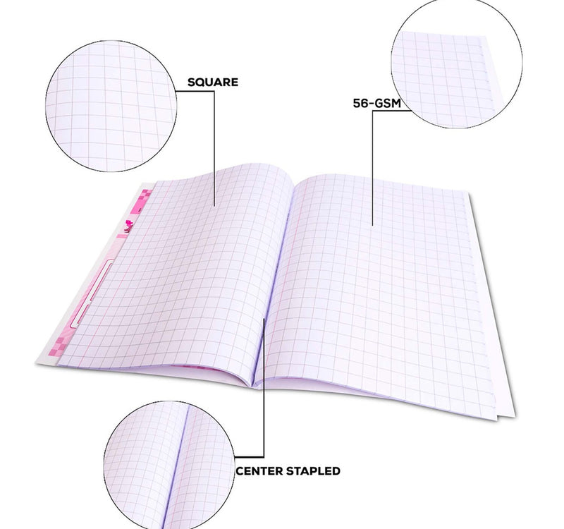 Classmate Exercise Book Centre Stapled 240x180mm 56-GSM Square 10MM 200 Pages Assorted