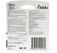Energizer Max Alkaline AAA Battery, 1.5 V, 4 Pcs, E92BP4