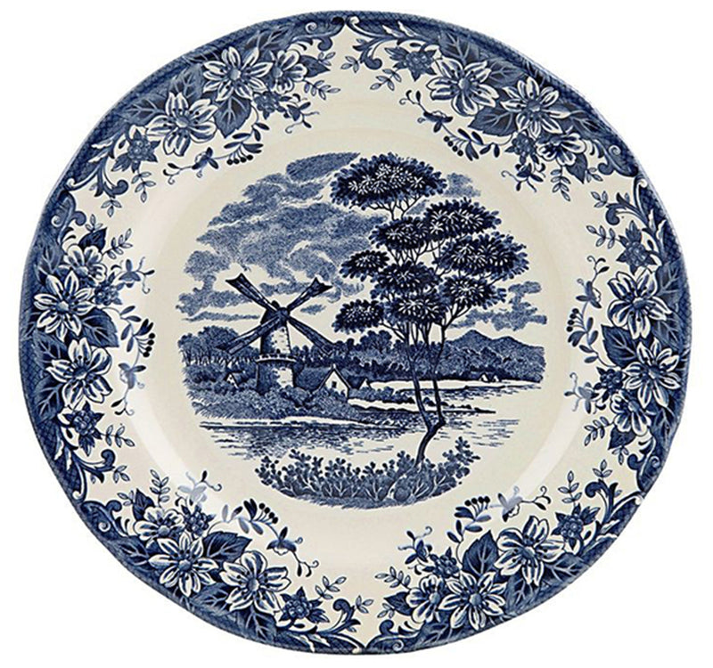 Claytan Ceramic Windmill Dinning Plate, 26 cm, White & Blue, CLA.WB16025