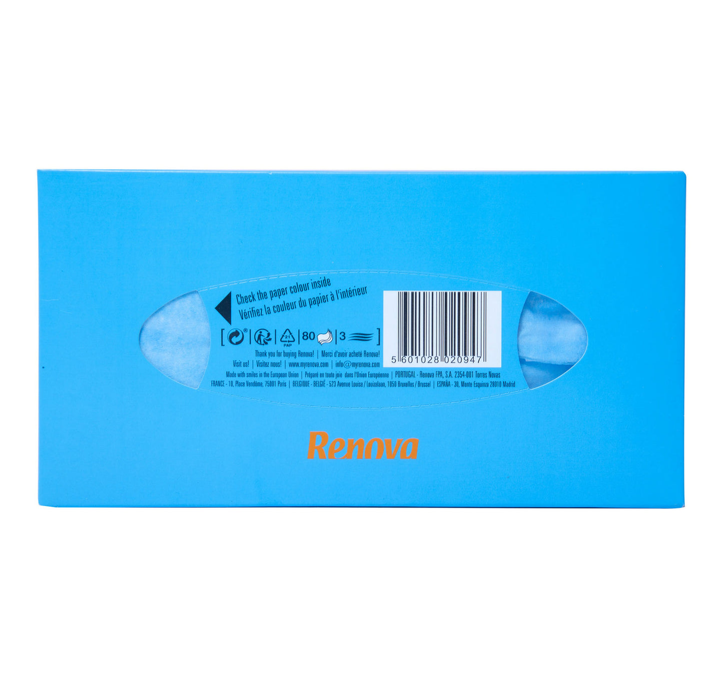 Renova Blue & White Facial Tissue 3ply 80 Sheets