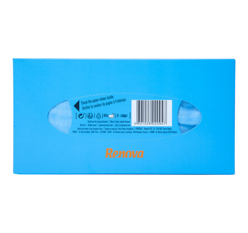 Renova Blue & White Facial Tissue 3ply 80 Sheets